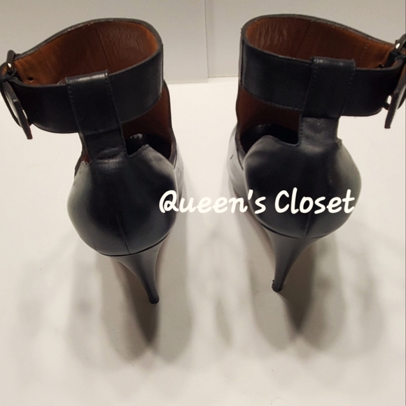 Givenchy | Black Leather Peep-toe Ankle Boots - Picture 3 of 7